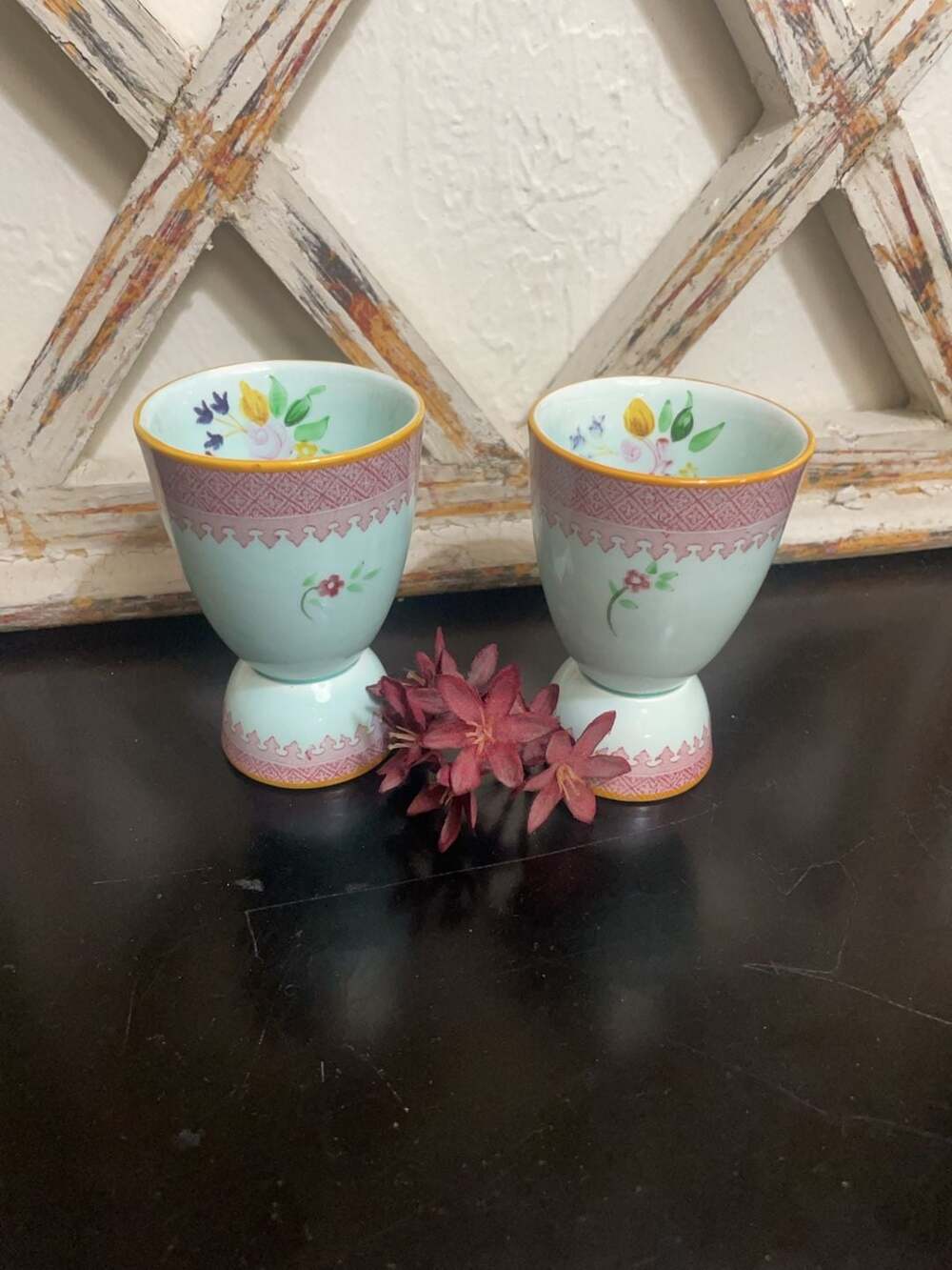Set of 2 Adams Real English Ironstone Floral Egg Cups